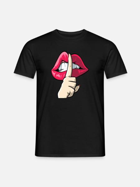 Zeigefinger vor dem Mund - Männer T-Shirt - Schwarz