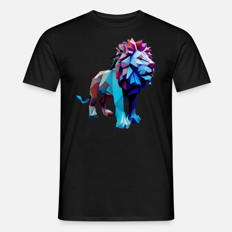 Polygon Löwen - Männer T-Shirt - Schwarz