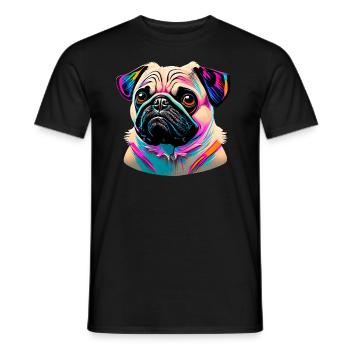 Mops Kopf Pug Graffiti - Männer T-Shirt - Schwarz - Vorne - AI Model Male 178 light (178cm)
