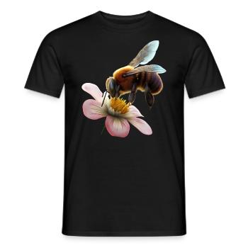 Bee on flower - Men's T-Shirt - black - Front - AI Model Male 178 light (178cm)
