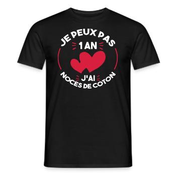Je peux pas j'ai noces de coton - T-shirt homme - noir - Devant - AI Model Male 178 light (178cm)
