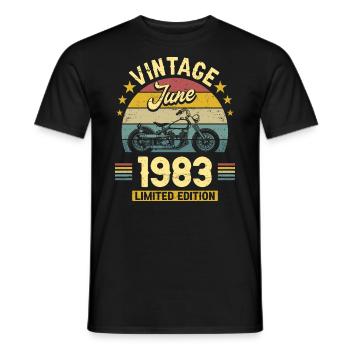 Biker party June 1983 40 years anniversary - Men's T-Shirt - black - Front - AI Model Male 178 light (178cm)