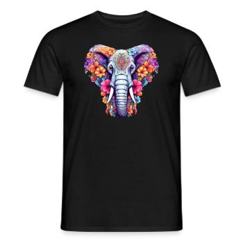 Elephant colorful - Men's T-Shirt - black - Front - AI Model Male 178 light (178cm)