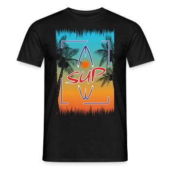 SUP Board Paddle Stand Up Paddling Shirt - Men's T-Shirt - black - Front - AI Model Male 178 light (178cm)
