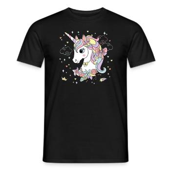 Jolie Licorne colorée pastel arc-en-ciel -couronne - T-shirt homme - noir - Devant - AI Model Male 178 light (178cm)