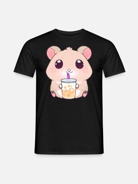 Kawaii Hamster with Bubble Tea - Men's T-Shirt - black