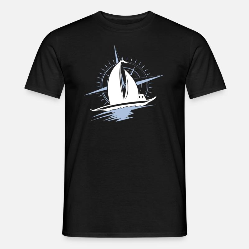 Kompass Windrose Navigation Segeln - Männer T-Shirt - Schwarz