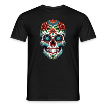 Mexikanischer Totenkopf Día De Muertos Sugar Skull - Männer T-Shirt - Schwarz - Vorne - AI Model Male 178 light (178cm)