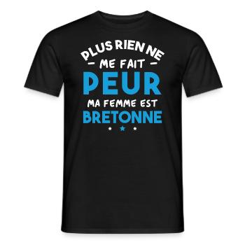 Humour cadeau Pas peur, ma femme est Bretonne - T-shirt homme - noir - Devant - AI Model Male 178 light (178cm)