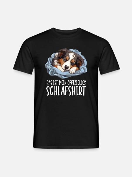 Offizielles Schlafshirt Australian Shepherd Pyjama - Männer T-Shirt - Schwarz