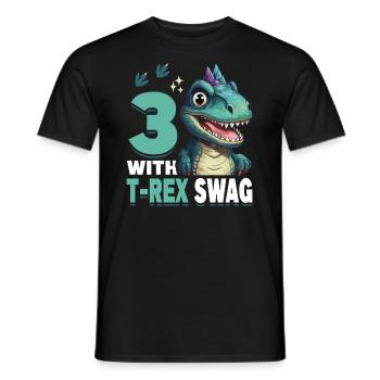 3rd Year Roar Celebrate 3 With T-Rex Swag Dinosaur - Men's T-Shirt - black - Front - AI Model Male 178 light (178cm)