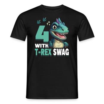 4th Year Roar Celebrate 4 With T-Rex Swag Dinosaur - Men's T-Shirt - black - Front - AI Model Male 178 light (178cm)