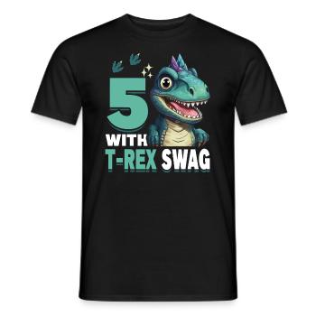 5th Year Roar Celebrate 5 With T-Rex Swag Dinosaur - Männer T-Shirt - Schwarz - Vorne - AI Model Male 178 light (178cm)