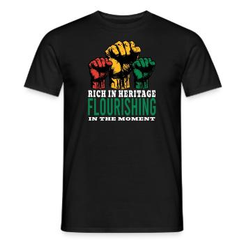 Riche en patrimoine florissant dans l’instant Hommes - T-shirt homme - noir - Devant - AI Model Male 178 light (178cm)