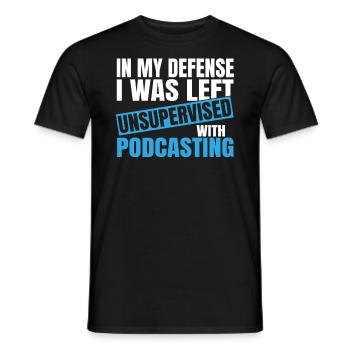 Pour ma défense, j’ai été laissé sans supervision podcasting - T-shirt homme - noir - Devant - AI Model Male 178 light (178cm)