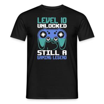 Level 10 Unlocked Still a Gaming Legend Birthday - Men's T-Shirt - black - Front - AI Model Male 178 light (178cm)