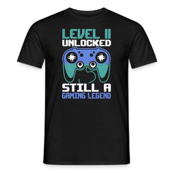Level 11 Unlocked Still a Gaming Legend Birthday - Men's T-Shirt - black - Front - AI Model Male 178 light (178cm)