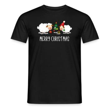 Drôle Joyeux Noël Mouton Famille Enfants - T-shirt homme - noir - Devant - AI Model Male 178 light (178cm)