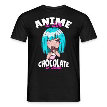 Anime is Life Chocolate is Love Design Schokolade - Männer T-Shirt - Schwarz - Vorne - AI Model Male 178 light (178cm)