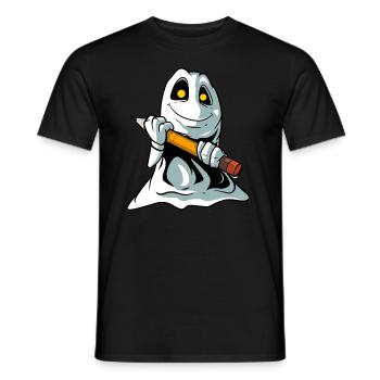 Cute cartoon ghost with pencil - Men's T-Shirt - black - Front - AI Model Male 178 light (178cm)