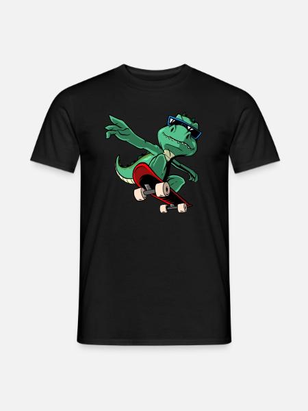 Cool T-Rex Dinosaur Skateboard - Men's T-Shirt - black