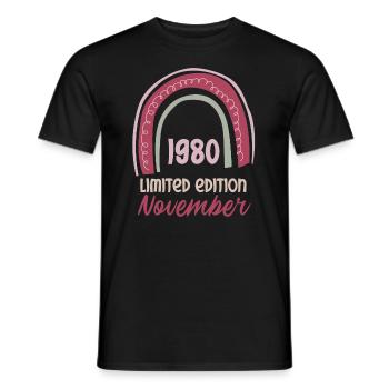 November 1980 Mann Frau 43. Geburtstag Limited Edi - Männer T-Shirt - Schwarz - Vorne - AI Model Male 178 light (178cm)