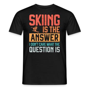 Skifahren ist die Antwort Lustiger Skifahrer - Männer T-Shirt - Schwarz - Vorne - AI Model Male 178 light (178cm)