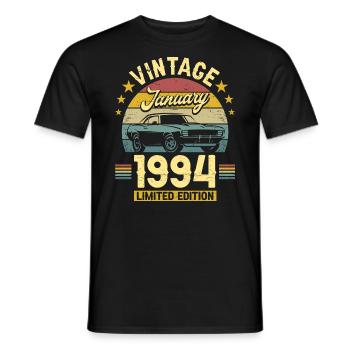 Birthday January 1994 30 Years Anniversary - Men's T-Shirt - black - Front - AI Model Male 178 light (178cm)