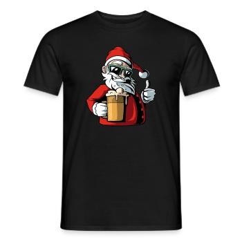 Santa Claus mit Bier Weihnachten - Männer T-Shirt - Schwarz - Vorne - AI Model Male 178 light (178cm)