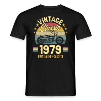 Motorcycle Year 1979 Biker 45 Years Anniversary - Men's T-Shirt - black - Front - AI Model Male 178 light (178cm)