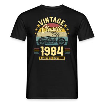 Motorcycle Year 1984 Biker 40 Years Anniversary - Men's T-Shirt - black - Front - AI Model Male 178 light (178cm)