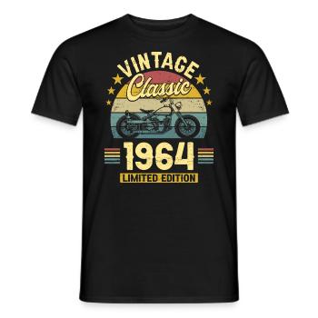 Moto Année 1964 Motard 60 Ans Anniversaire - T-shirt homme - noir - Devant - AI Model Male 178 light (178cm)