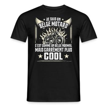 Carrément Plus Cool Belge Motard Cadeau Moto - T-shirt homme - noir - Devant - AI Model Male 178 light (178cm)