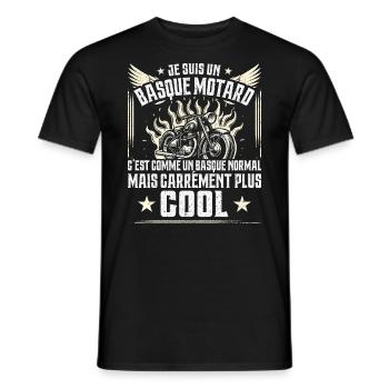 Carrément Plus Cool Basque Motard Cadeau Moto - T-shirt homme - noir - Devant - AI Model Male 178 light (178cm)