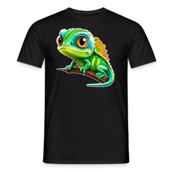 Cuter. Little Iguana - Men's T-Shirt - black - Front - AI Model Male 178 light (178cm)