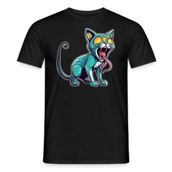 Chat extraterrestre cool avec trois yeux - T-shirt homme - noir - Devant - AI Model Male 178 light (178cm)