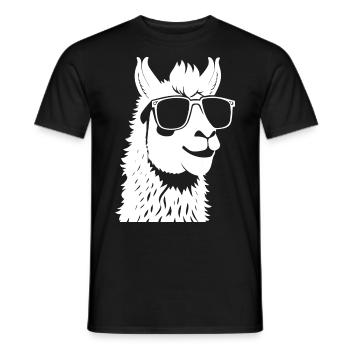 Drôle d’alpaga portant des lunettes de soleil cool alpagas - T-shirt homme - noir - Devant - AI Model Male 178 light (178cm)