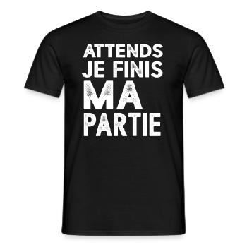 Attends Je Finis Ma Partie Cadeau Humour Geek Game - T-shirt homme - noir - Devant - AI Model Male 178 light (178cm)