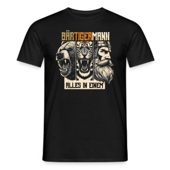 Bärtigermann Bär Tiger Mann Geschenk Bart Sprüche - Männer T-Shirt - Schwarz - Vorne - AI Model Male 178 light (178cm)