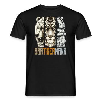 Bärtigermann Bär Tiger Mann Geschenk Bart Sprüche - Männer T-Shirt - Schwarz - Vorne - AI Model Male 178 light (178cm)
