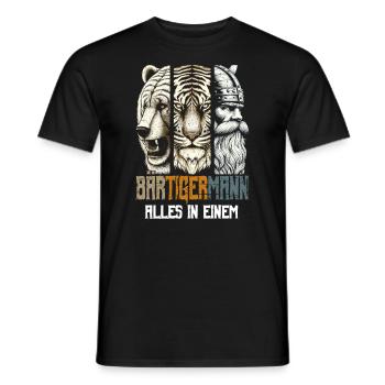 Bärtigermann Bär Tiger Mann Geschenk Bart Sprüche - Männer T-Shirt - Schwarz - Vorne - AI Model Male 178 light (178cm)