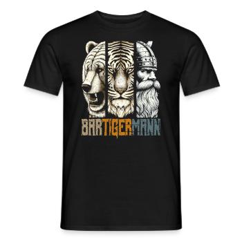 Bärtigermann Bär Tiger Mann Geschenk Bart Sprüche - Männer T-Shirt - Schwarz - Vorne - AI Model Male 178 light (178cm)