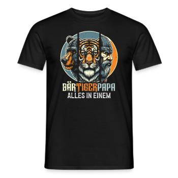 Bärtigerpapa Bär Tiger Mann Geschenk Bart Sprüche - Männer T-Shirt - Schwarz - Vorne - AI Model Male 178 light (178cm)