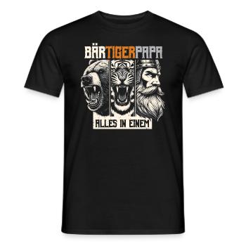 Bärtigerpapa Bär Tiger Mann Geschenk Bart Sprüche - Männer T-Shirt - Schwarz - Vorne - AI Model Male 178 light (178cm)