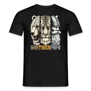 Bärtigerpapa Bär Tiger Mann Geschenk Bart Sprüche - Männer T-Shirt - Schwarz - Vorne - AI Model Male 178 light (178cm)