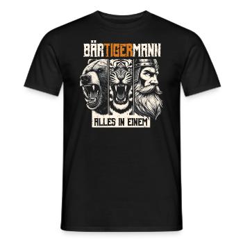 Bärtigermann Bär Tiger Mann Geschenk Bart Sprüche - Männer T-Shirt - Schwarz - Vorne - AI Model Male 178 light (178cm)