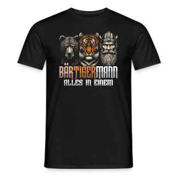 Bärtigermann Bär Tiger Mann Geschenk Bart Sprüche - Männer T-Shirt - Schwarz - Vorne - AI Model Male 178 light (178cm)