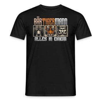 Bärtigermann Bär Tiger Mann Geschenk Bart Sprüche - Männer T-Shirt - Schwarz - Vorne - AI Model Male 178 light (178cm)