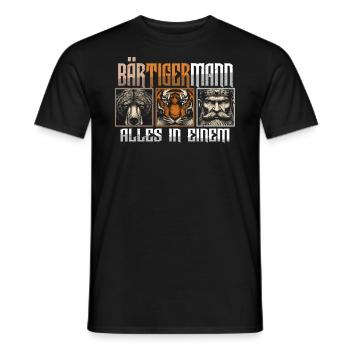 Bärtigermann Bär Tiger Mann Geschenk Bart Sprüche - Männer T-Shirt - Schwarz - Vorne - AI Model Male 178 light (178cm)