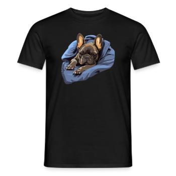 chiot chien mignon bouledogue français - T-shirt homme - noir - Devant - AI Model Male 178 light (178cm)